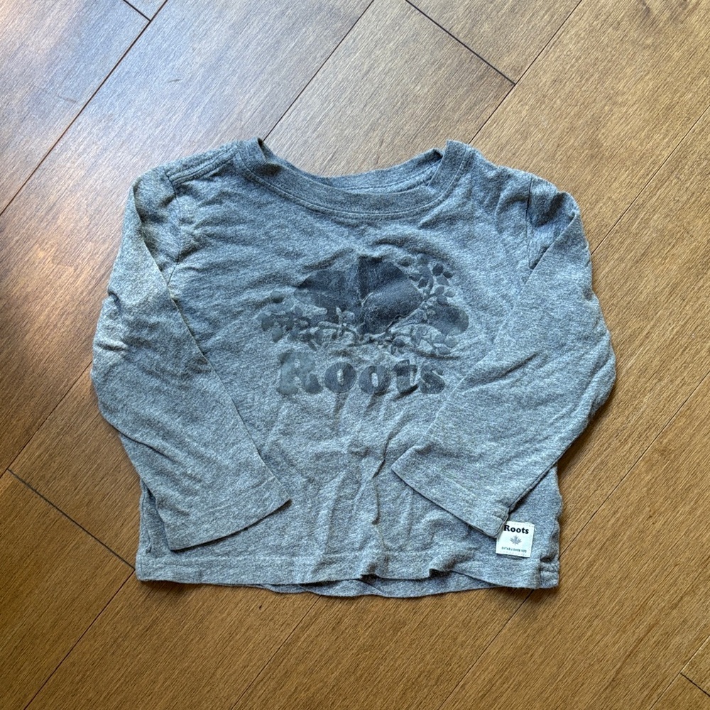 Baby roots grey cotton t shirt